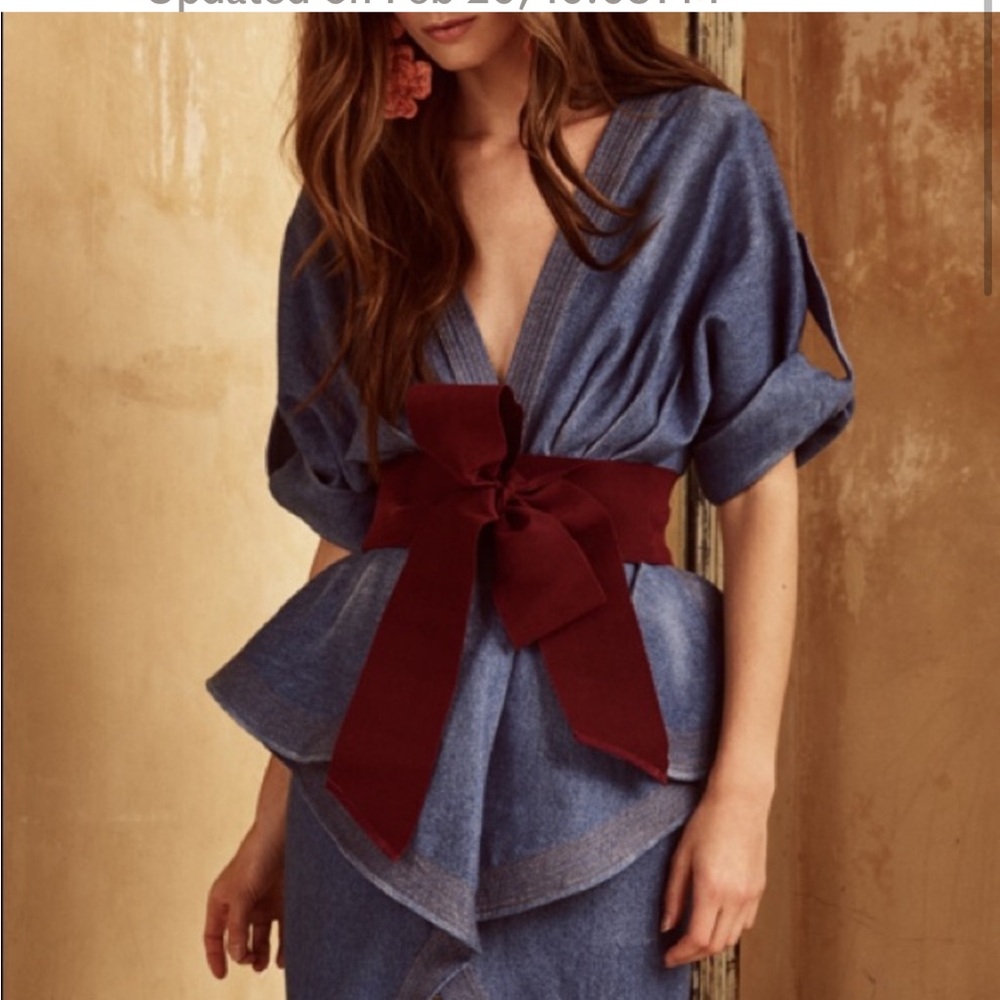 Johanna Ortiz Burgundy Bow Belt Size:2